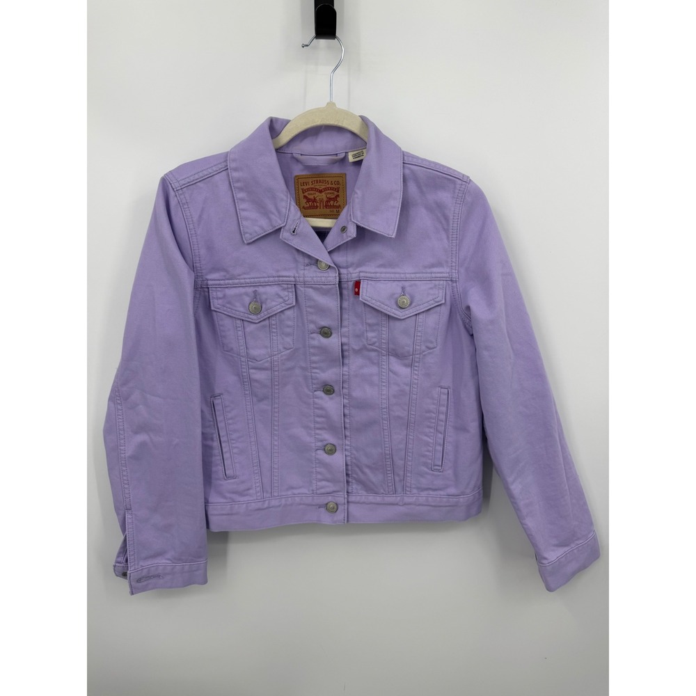 Levis Original Trucker Jacket Womens Medium Purple Lilac Denim Button Up 29945